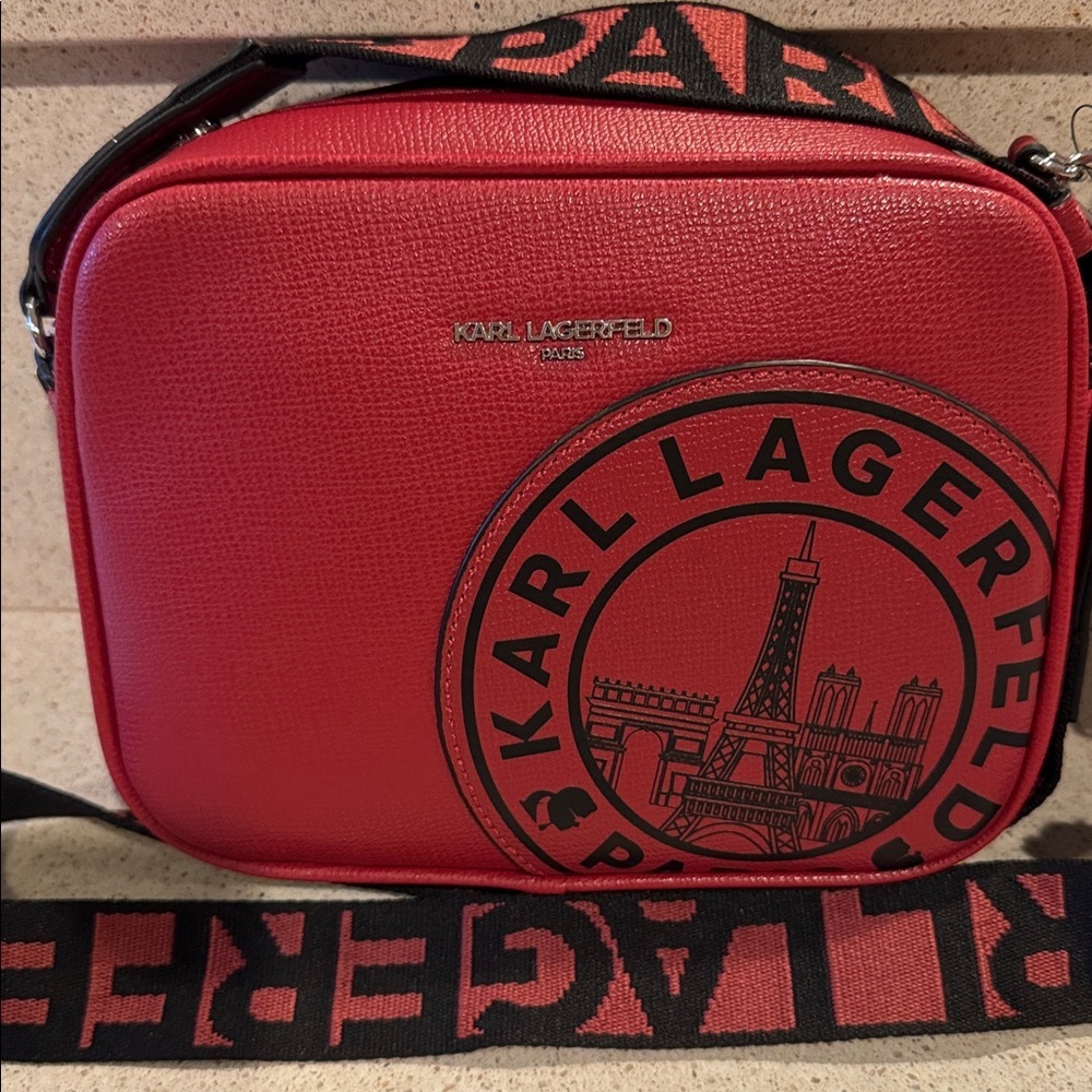 Karl Lagerfeld Crossbody Bag with Logo Guitar Strap includes Small Coin Pouch